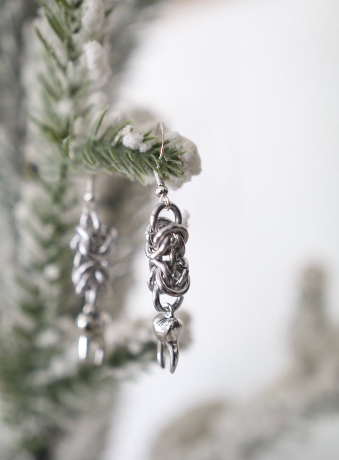 Teeth chainmail earrings