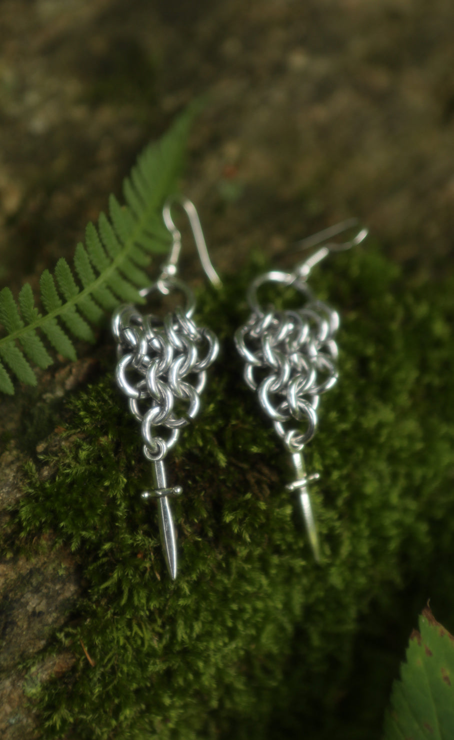 Chainmail Sword Earrings