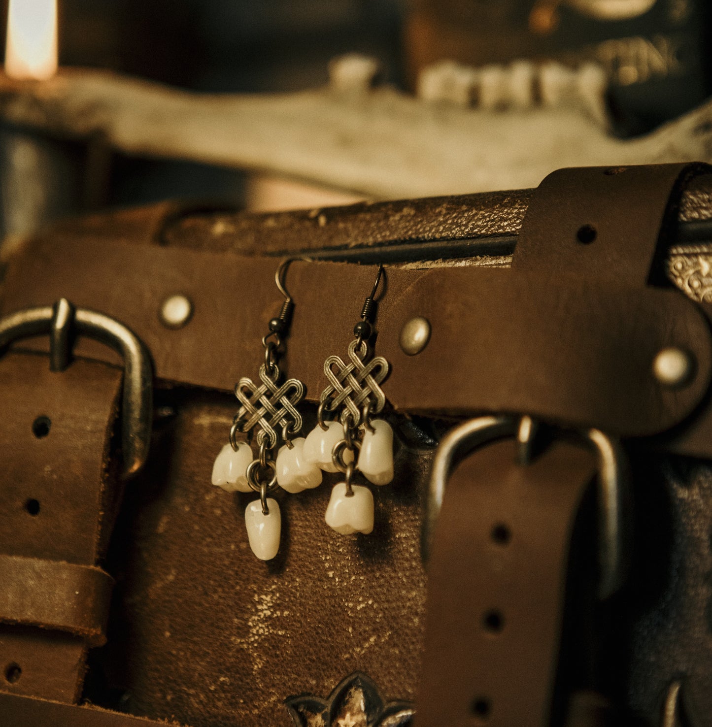 Resin Teeth Chandelier Earrings