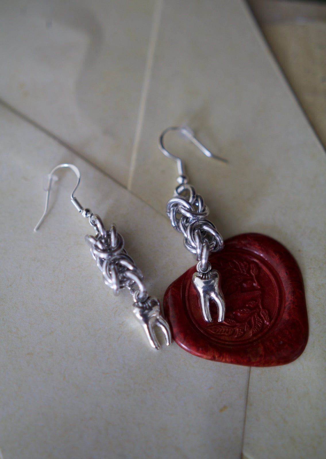 Teeth chainmail earrings